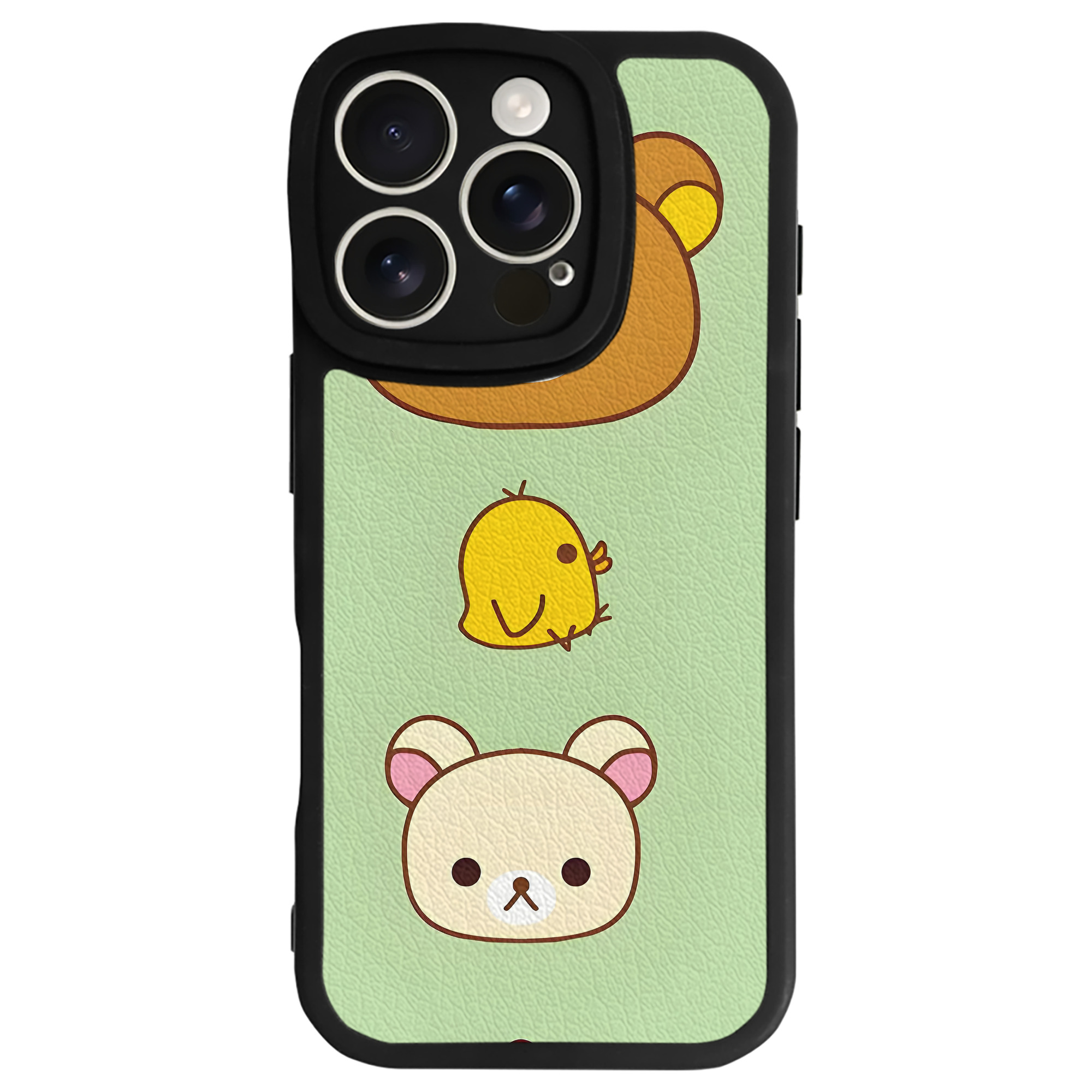 （画像用） リラックマ リラックマ キイロイトリ Rilakkuma Korilakkuma Kiiroitori 【iPhone 16シリーズ対応】シリコンスマホケース（レザー調） 材質：シリコン